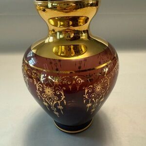 Laguna Murano Glass Elegant Gold and Brown Decorative Vase